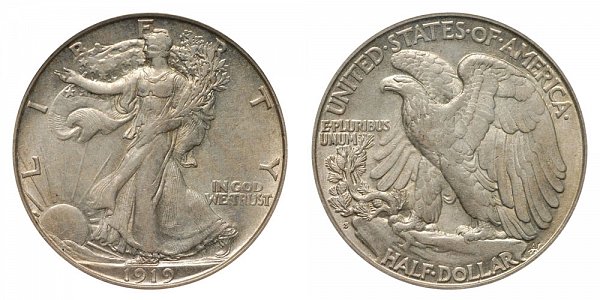 1919 S Walking Liberty Silver Half Dollar 