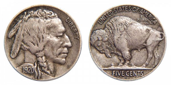 1920 D Indian Head Buffalo Nickel 