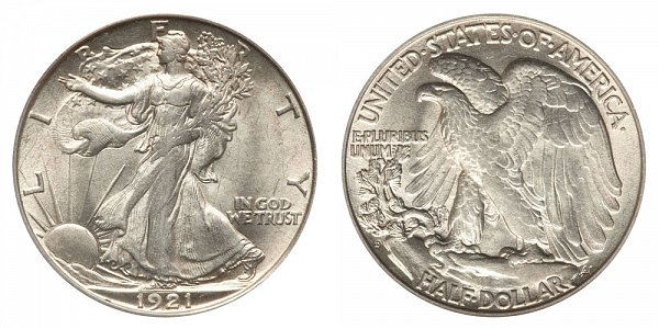 1921 D Walking Liberty Silver Half Dollar 