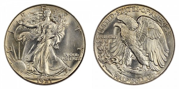 1921 S Walking Liberty Silver Half Dollar 