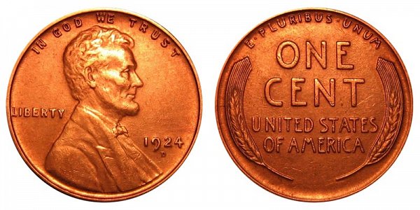 1924 D Lincoln Wheat Cent Penny 