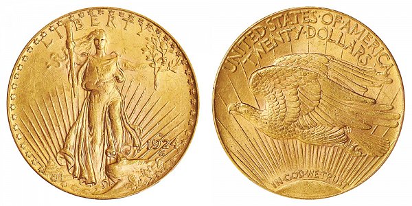 1924 D Saint Gaudens $20 Gold Double Eagle - Twenty Dollars 