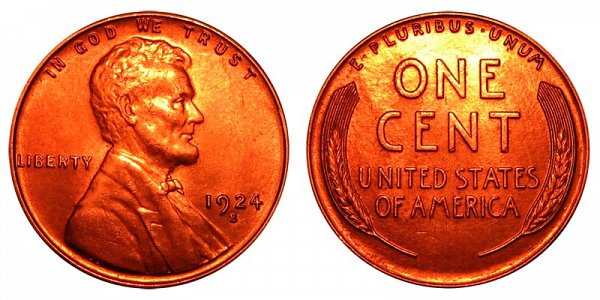 1924 S Lincoln Wheat Cent Penny 