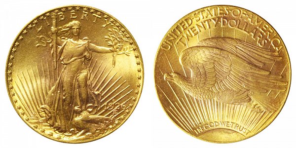 1926 S Saint Gaudens $20 Gold Double Eagle - Twenty Dollars 