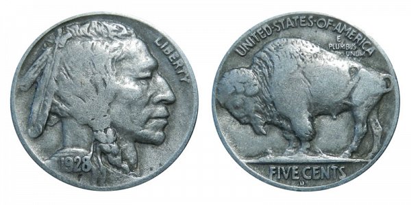 1928 D Indian Head Buffalo Nickel 