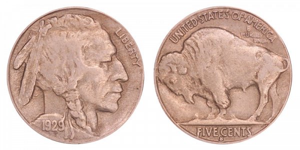 1929 S Indian Head Buffalo Nickel 