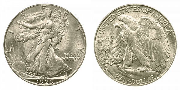 1929 S Walking Liberty Silver Half Dollar 