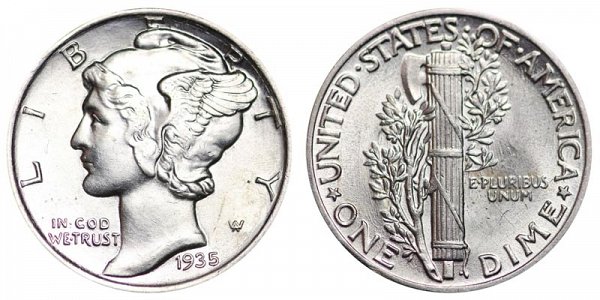1935 Silver Mercury Dime 