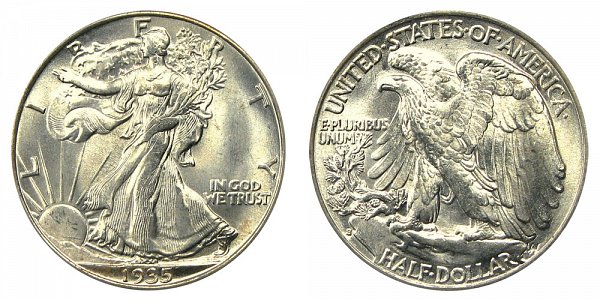 1935 S Walking Liberty Silver Half Dollar 