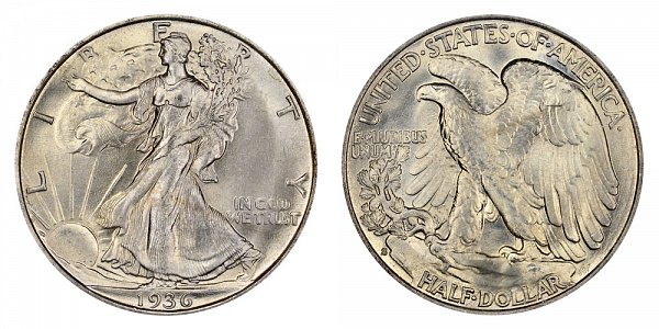 1936 S Walking Liberty Silver Half Dollar 