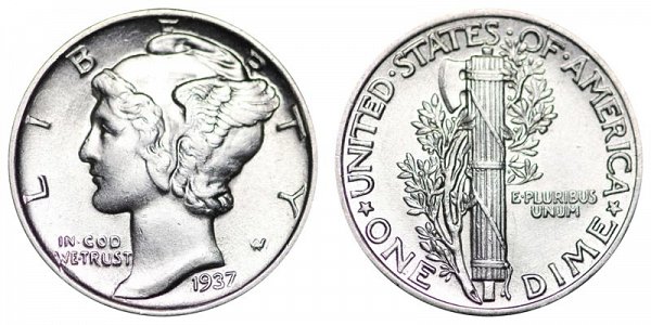 1937 Silver Mercury Dime 