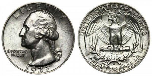 1937 S Washington Silver Quarter 