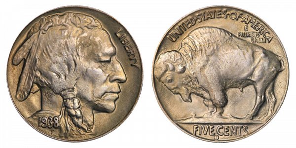 1938 D Indian Head Buffalo Nickel 