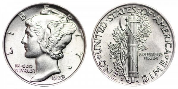1939 S Silver Mercury Dime 