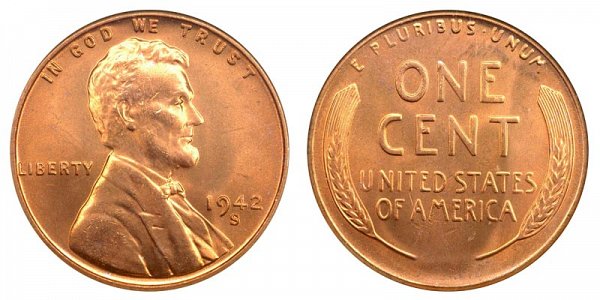 1942 S Lincoln Wheat Cent Penny 