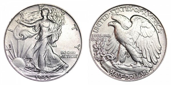 1945 Walking Liberty Silver Half Dollar 