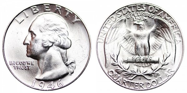 1946 S Washington Silver Quarter 