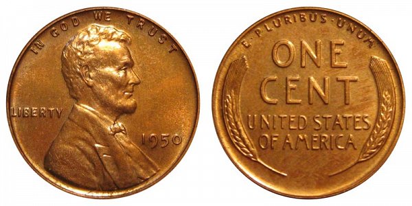 1950 Lincoln Wheat Cent Penny 