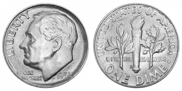 1952 S Silver Roosevelt Dime 