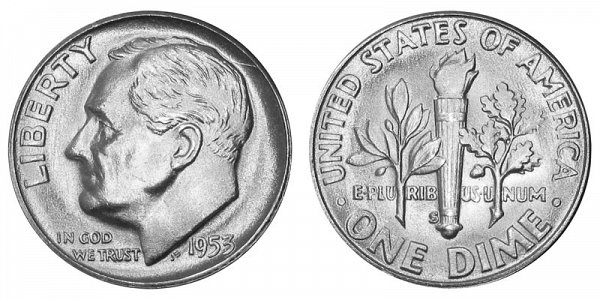 1953 S Silver Roosevelt Dime 