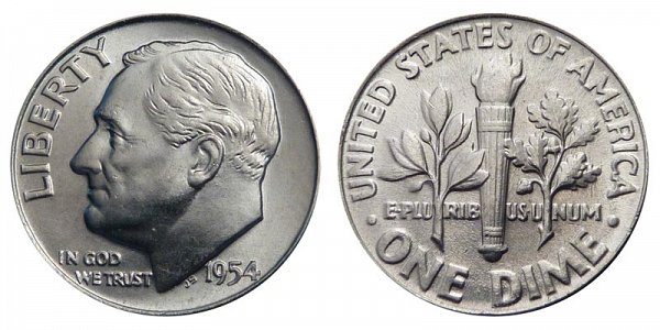 1954 Silver Roosevelt Dime 