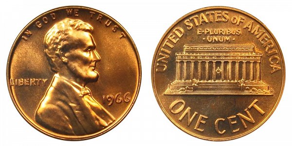 1966 Lincoln Memorial Cent Penny 