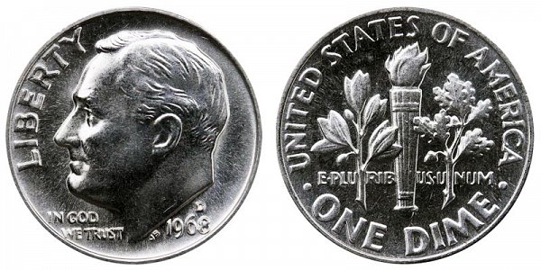 1968 D Roosevelt Dime 