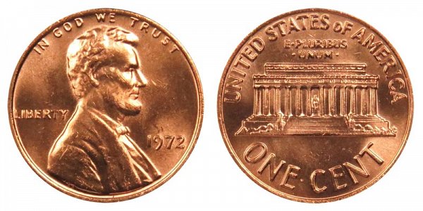 1972 Lincoln Memorial Cent Penny 