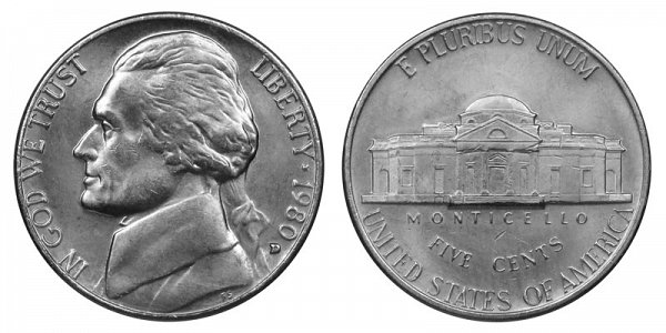1980 D Jefferson Nickel 
