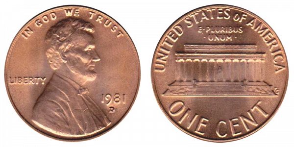 1981 D Lincoln Memorial Cent Penny 