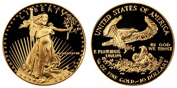 1988 P Proof Quarter Ounce American Gold Eagle - 1/4 oz Gold $10  - MCMLXXXVIII 