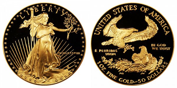 1988 W Proof One Ounce American Gold Eagle - 1 oz Gold $50  - MCMLXXXVIII 