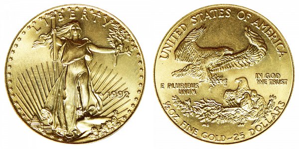 1992 Half Ounce American Gold Eagle - 1/2 oz Gold $25 