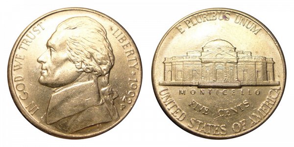 1992 P Jefferson Nickel 