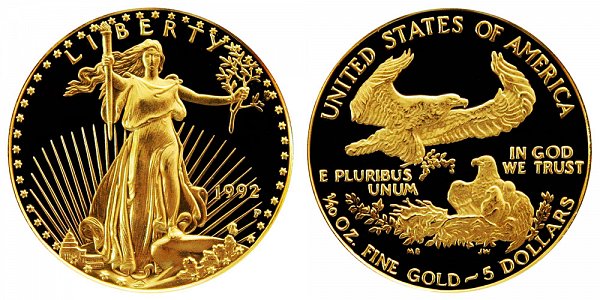1992 P Proof Tenth Ounce American Gold Eagle - 1/10 oz Gold $5 