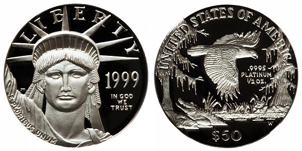 1999 W Proof Half Ounce American Platinum Eagle - 1/2 oz Platinum $50 