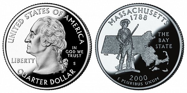 2000 S Proof Massachusetts State Quarter 