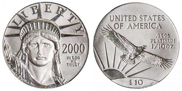 2000 Tenth Ounce American Platinum Eagle - 1/10 oz Platinum $10 