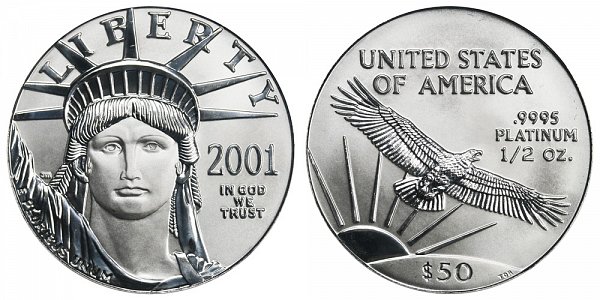 2001 Half Ounce American Platinum Eagle - 1/2 oz Platinum $50 