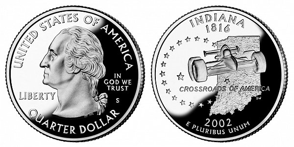 2002 S Proof Indiana State Quarter 