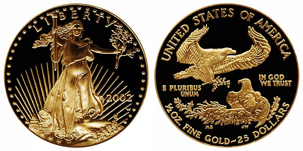 2002 W Proof Half Ounce American Gold Eagle - 1/2 oz Gold $25 