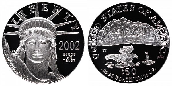 2002 W Proof Half Ounce American Platinum Eagle - 1/2 oz Platinum $50 