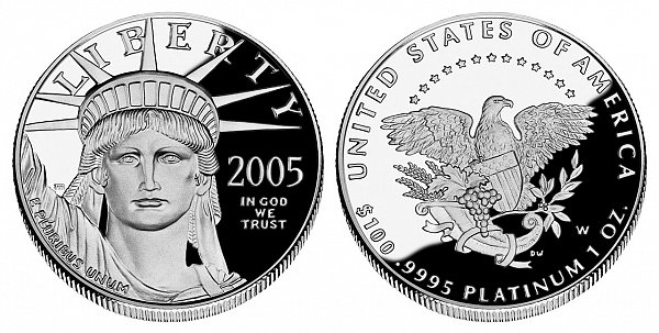 2005 W Proof One Ounce American Platinum Eagle - 1 oz Platinum $100 