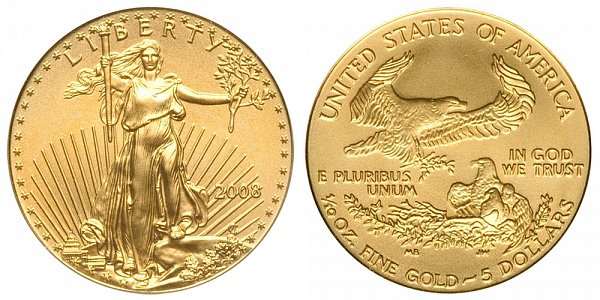 2008 Tenth Ounce American Gold Eagle - 1/10 oz Gold $5 