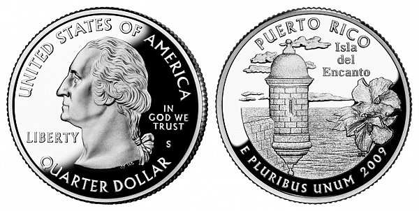 2009 S Silver Proof Puerto Rico Quarter 