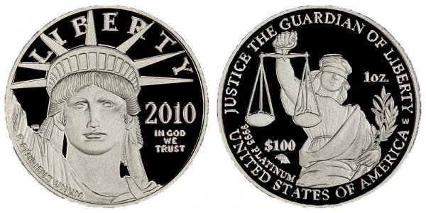 2010 W Proof One Ounce American Platinum Eagle - 1 oz Platinum $100 