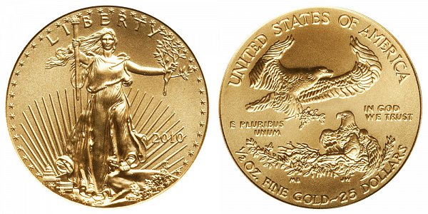 2010 Half Ounce American Gold Eagle - 1/2 oz Gold $25 