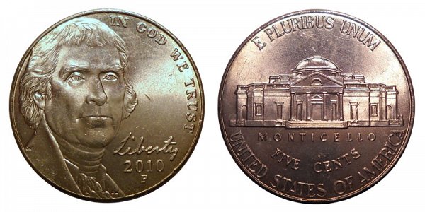 2010 P Jefferson Nickel 