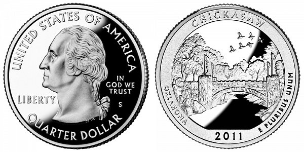 2011 S Silver Proof Chickasaw National Recreation Area Quarter - Oklahoma 