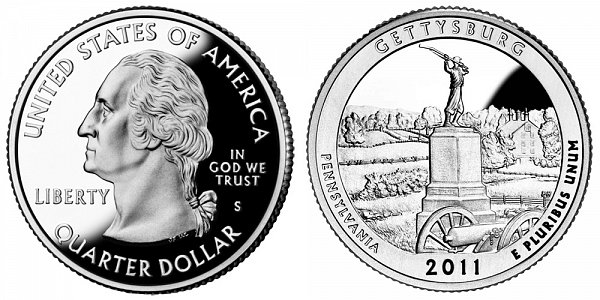 2011 S Proof Gettysburg National Military Park Quarter - Pennsylvania 
